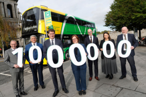 1 Million passengers photo with Bus staff and NTA CEO Anne Graham and Minister Eamon Ryan