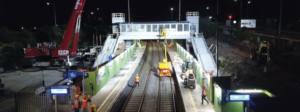 Rail work at night - station upgrade for accessibility